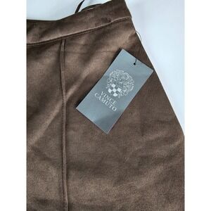 Vince Camuto NEW Faux Suede Pants Brown French Roast Straight Leg Women's Size M